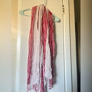 Red and White Striped Scarf
